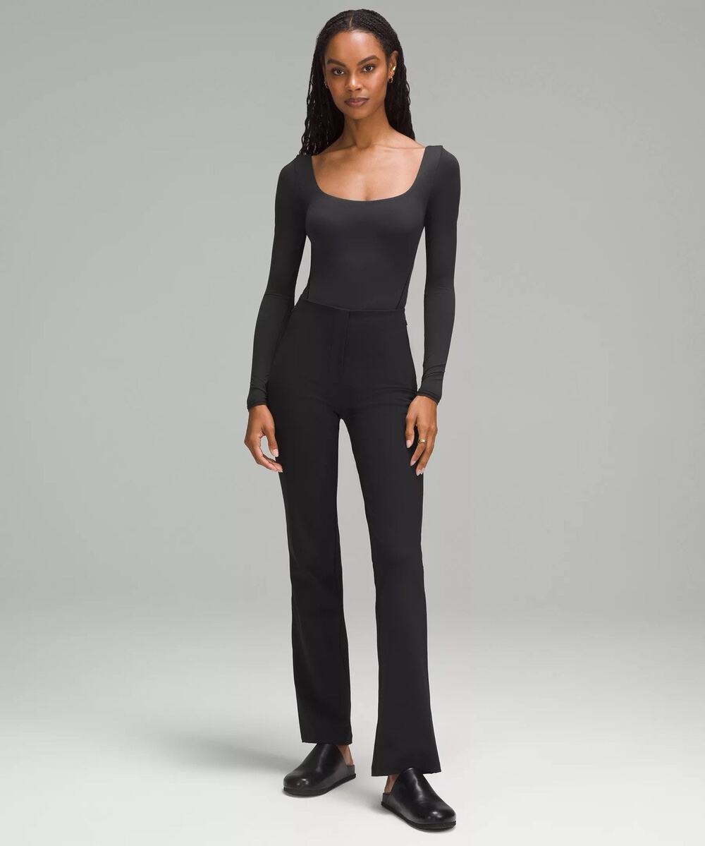 Lululemon Wundermost Nulu Square Neck Long Sleeve Bodysuit Black Womens Small